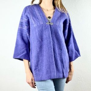 MYRJORD VEVERI |💜VINTAGE 50s All Wool Purple Striped Norwegian Cardigan Sweater
